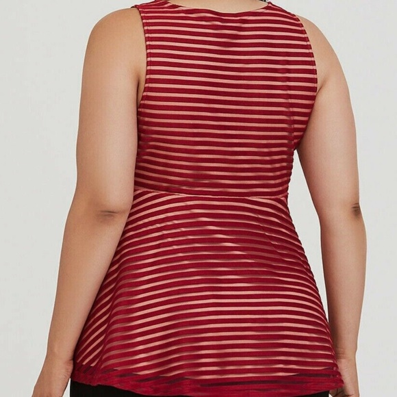 Torrid Shadow Stripe Peplum Top/Blouse Dark Red Size 3X NWT - Picture 2 of 15